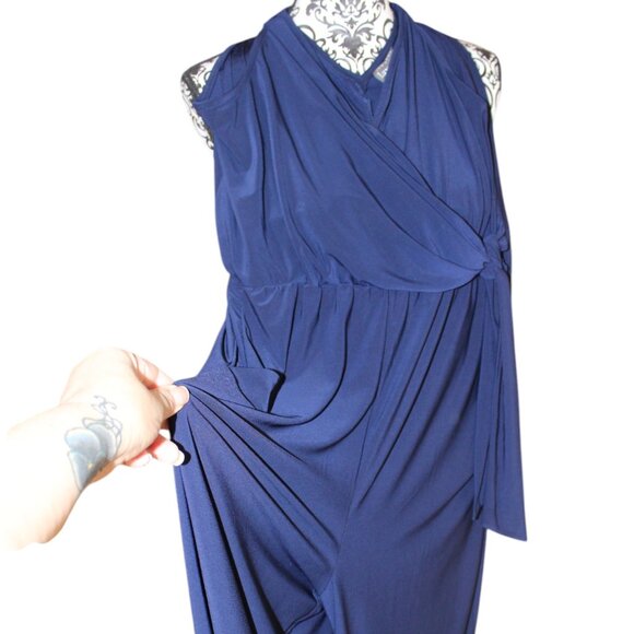 SALE LUXOLOGY Blue Pantsuit Jumper Romper 1 Piece Size L NWT's COMFY CLASSY CUTE - Picture 3 of 16